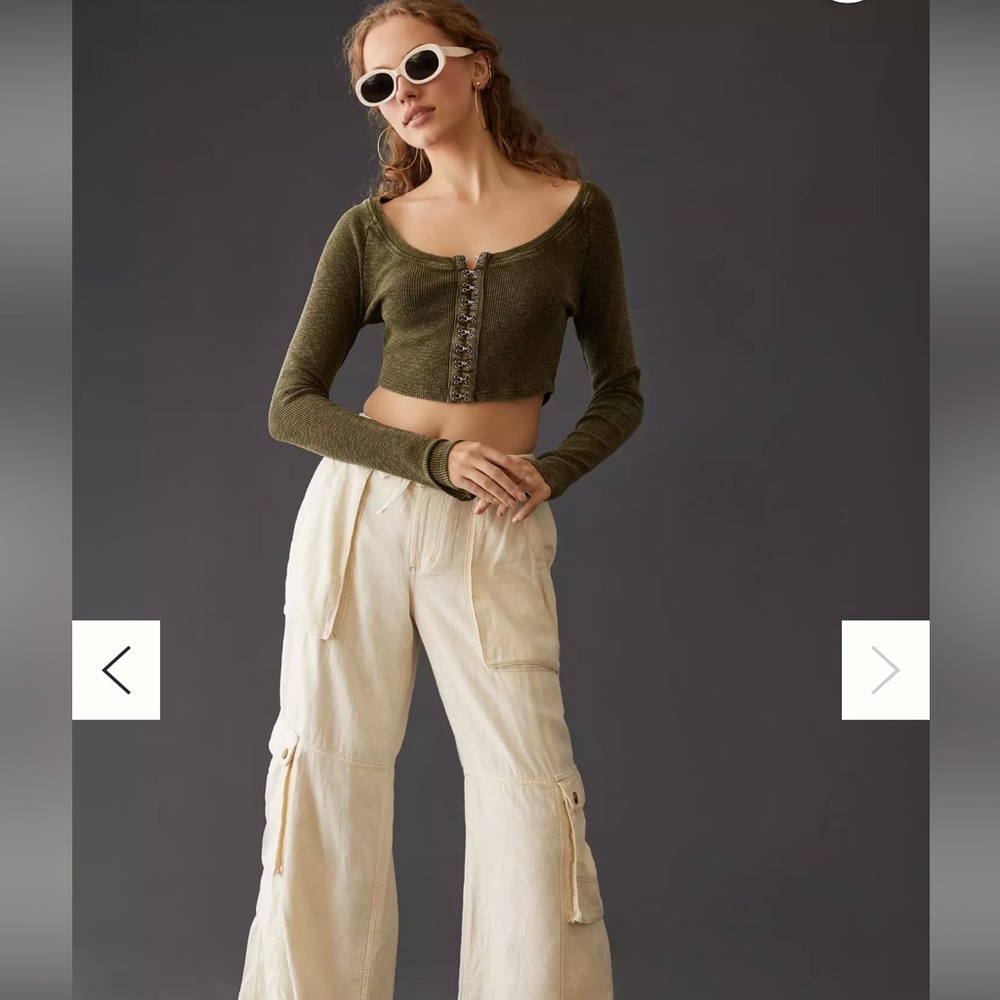 Pilcro cropped cardigan with hook & eye closure